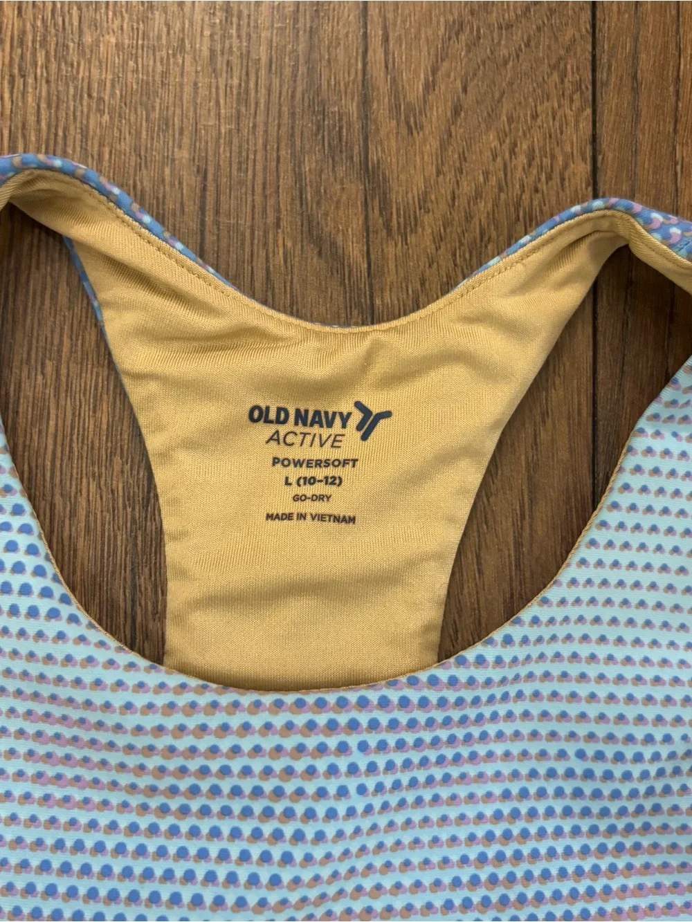 Old Navy Active PowerSoft Longline Blue Sports Bra Crop Top, Girls Size L (10-12